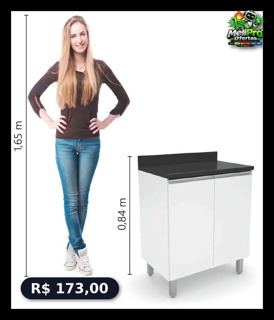 Balcão Multiuso Gabinete Cozinha Lavanderia Organizador 2 Portas Top Class
