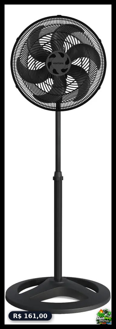 Ventilado De Coluna Turbo 6 Pás 40cm Preto Ventisol Diâmetro 40 Cm Frequência 80 Watts