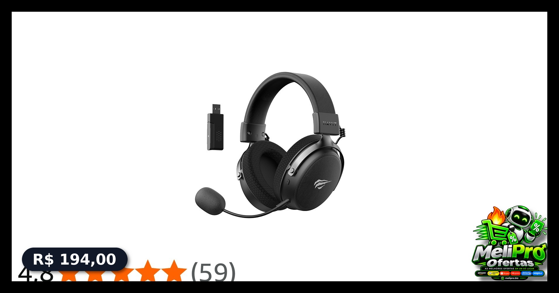 Fone de Ouvido Headset Havit H2015 Pro, Black