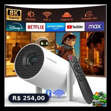 Projetor Portátil Magcubic HY300PRO FULL HD 8K Smart Tv com Android 14 Wi-Fi 6 e Bluetooth 5.0