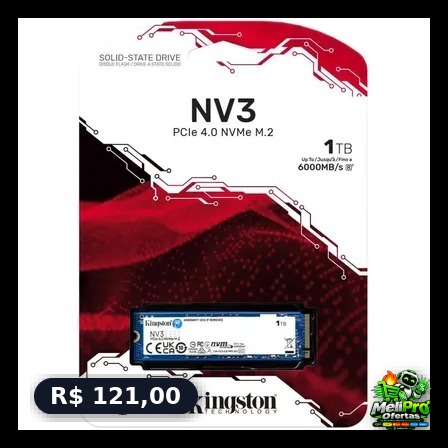 BAIXOU MAIS! SSD M.2 NVMe 1TB PCIe 4.0 Kingston NV3 Leitura 6000 MB/s e Gravação 4000 MB/s