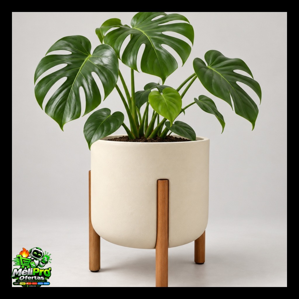 Vaso Polietileno Para Plantas com Pé de Madeira Vaso Nórdico com Suporte
