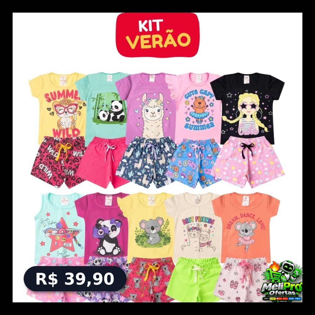 Kit 6 Peças Roupa Infantil Menina Conjunto Verão