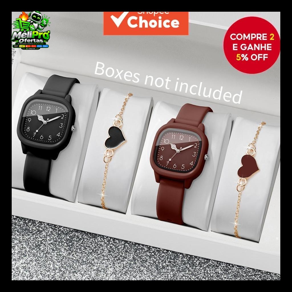 2/4 Pçs Moda Quadrada Relógios Femininos Casual Pulseira