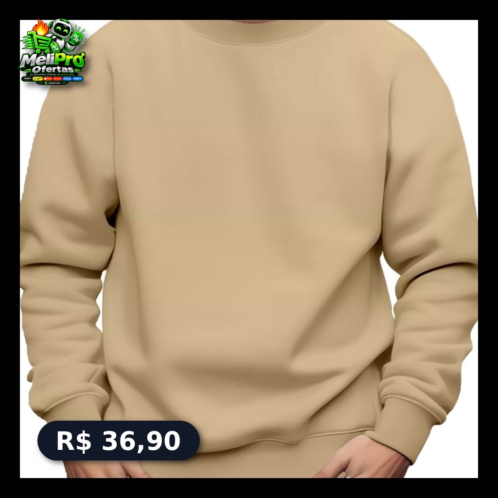 Moletom Gola Redonda Unissex Flanelado de Algodão.