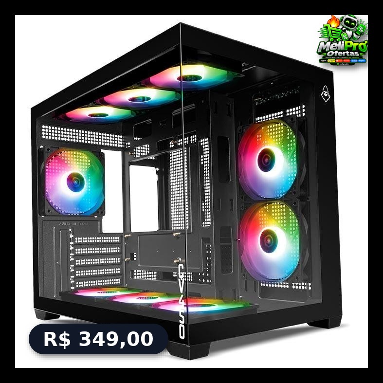 Gabinete Gamer Mancer CV450, Mini-Tower, Lateral de Vidro, Com 9 Fans, Preto, MCR-CV4509F-BK