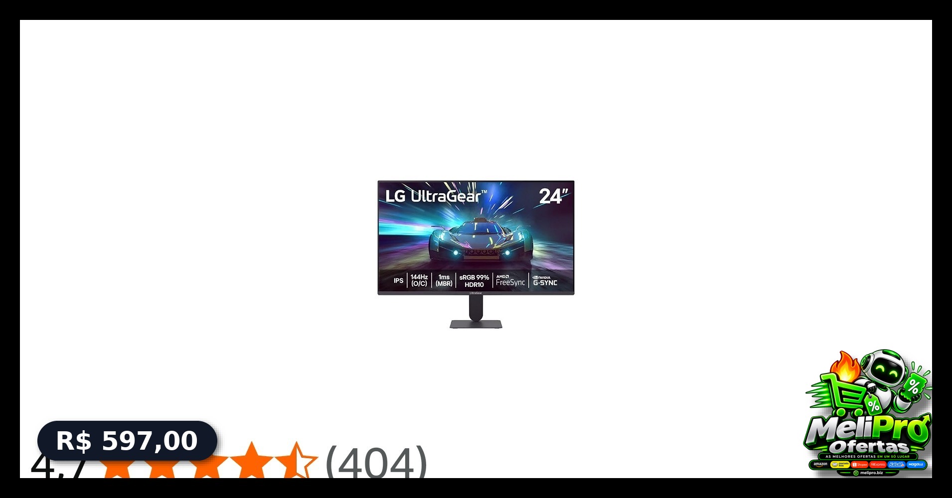 LG UltraGear Monitor Gamer 24" IPS 144Hz (O/C) 1ms (MBR) Full HD (1920x1080) HDR10 NVIDIA G-SYNC AMD FreeSync, Preto - 2