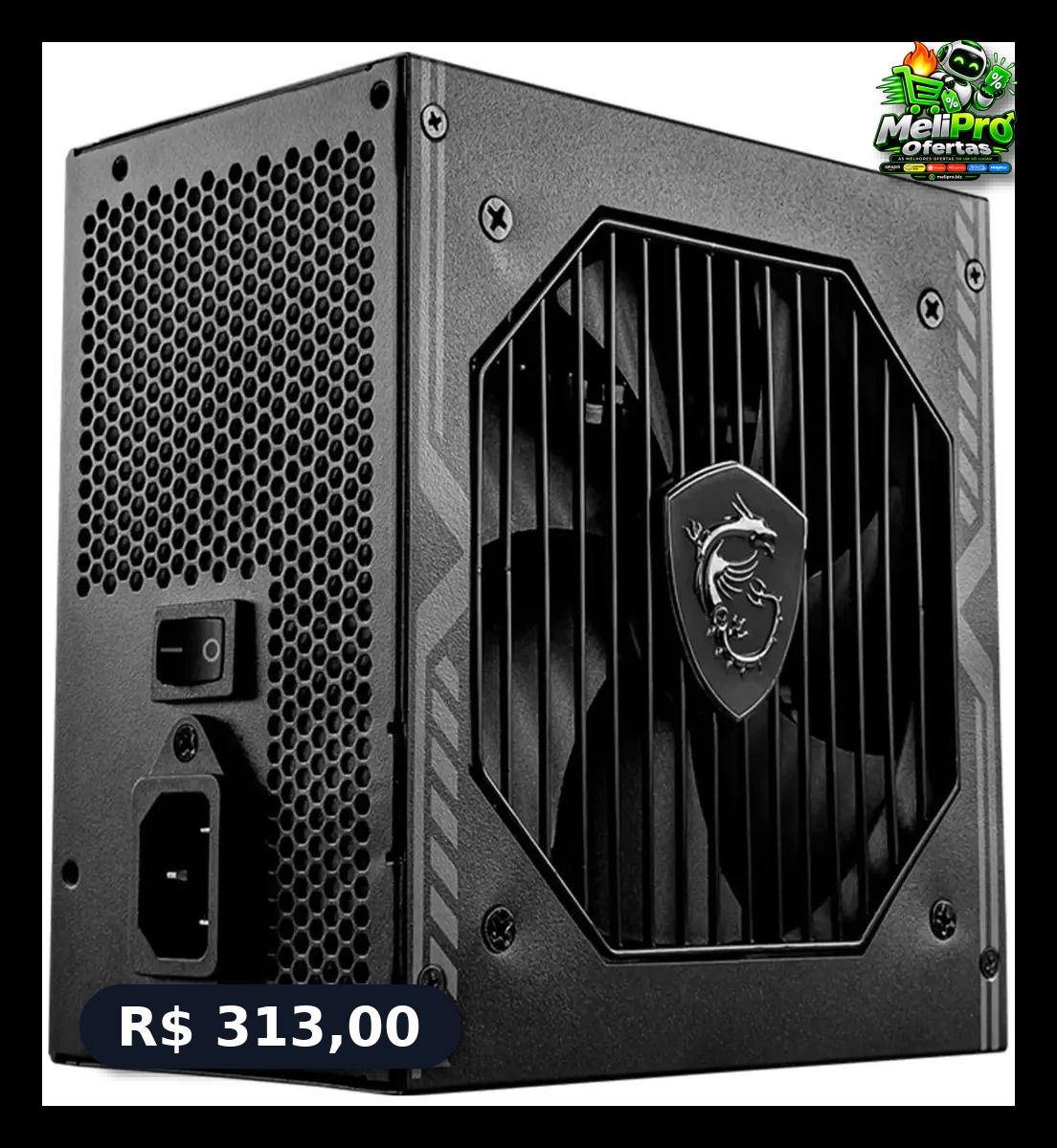 Fonte Msi Mag 650w 80 Plus Bronze Pfc Ativo A650bnl Preto