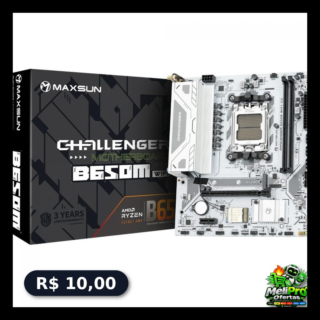Placa Mãe Maxsun Challenger B650M WiFi Ice V2, Chipset B650, AMD AM5, mATX, DDR5
