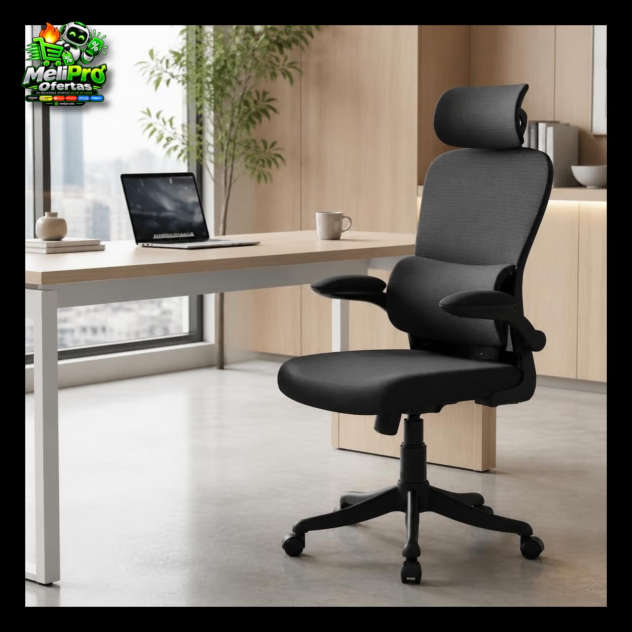 Cadeira de Escritório Almirante P600 Mesh Reclinável Preta 150kg