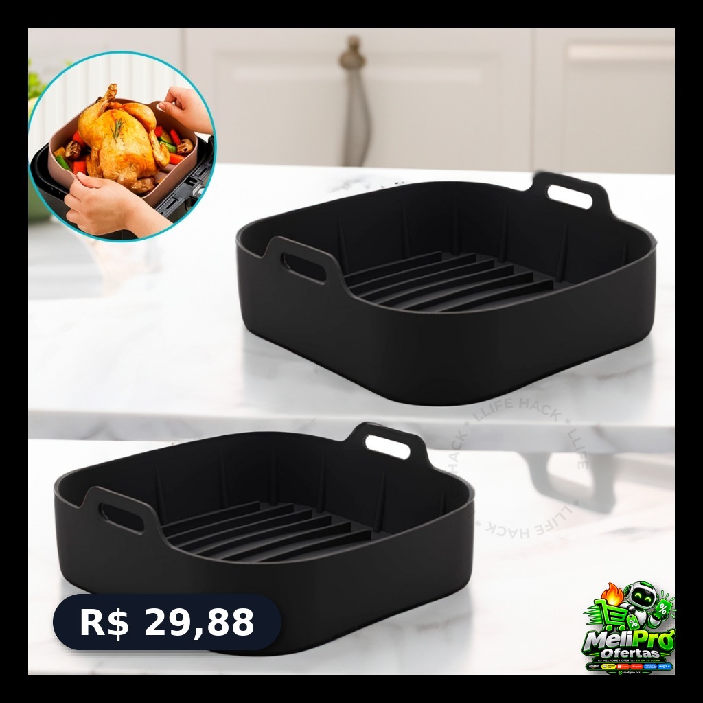 Kit 2 Forma De Silicone Quadrada Air fryer