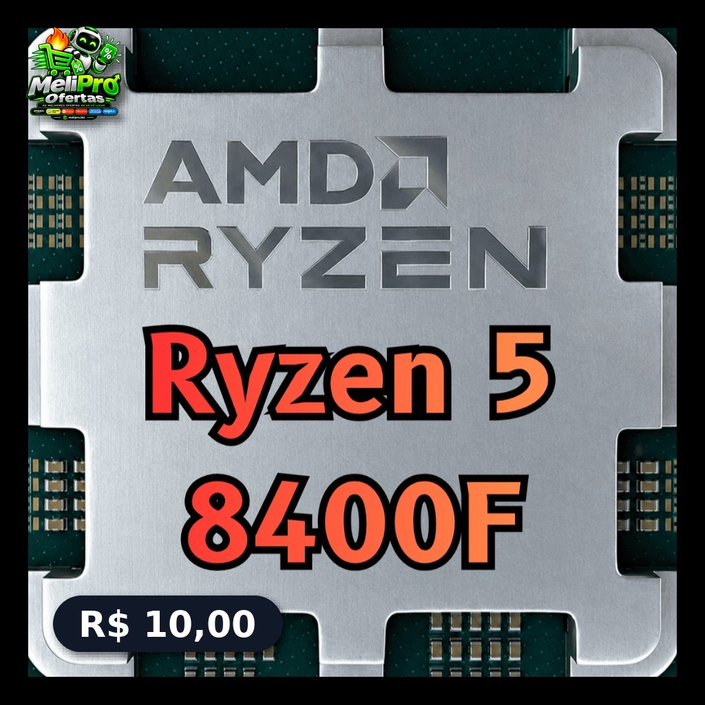 Processador AMD Ryzen 5 8400F, 4.2 GHz (4.7 GHz Max Turbo), Cache 22 MB, 6 Núcleos, 12 Threads, AM5, Sem Vídeo Integrado