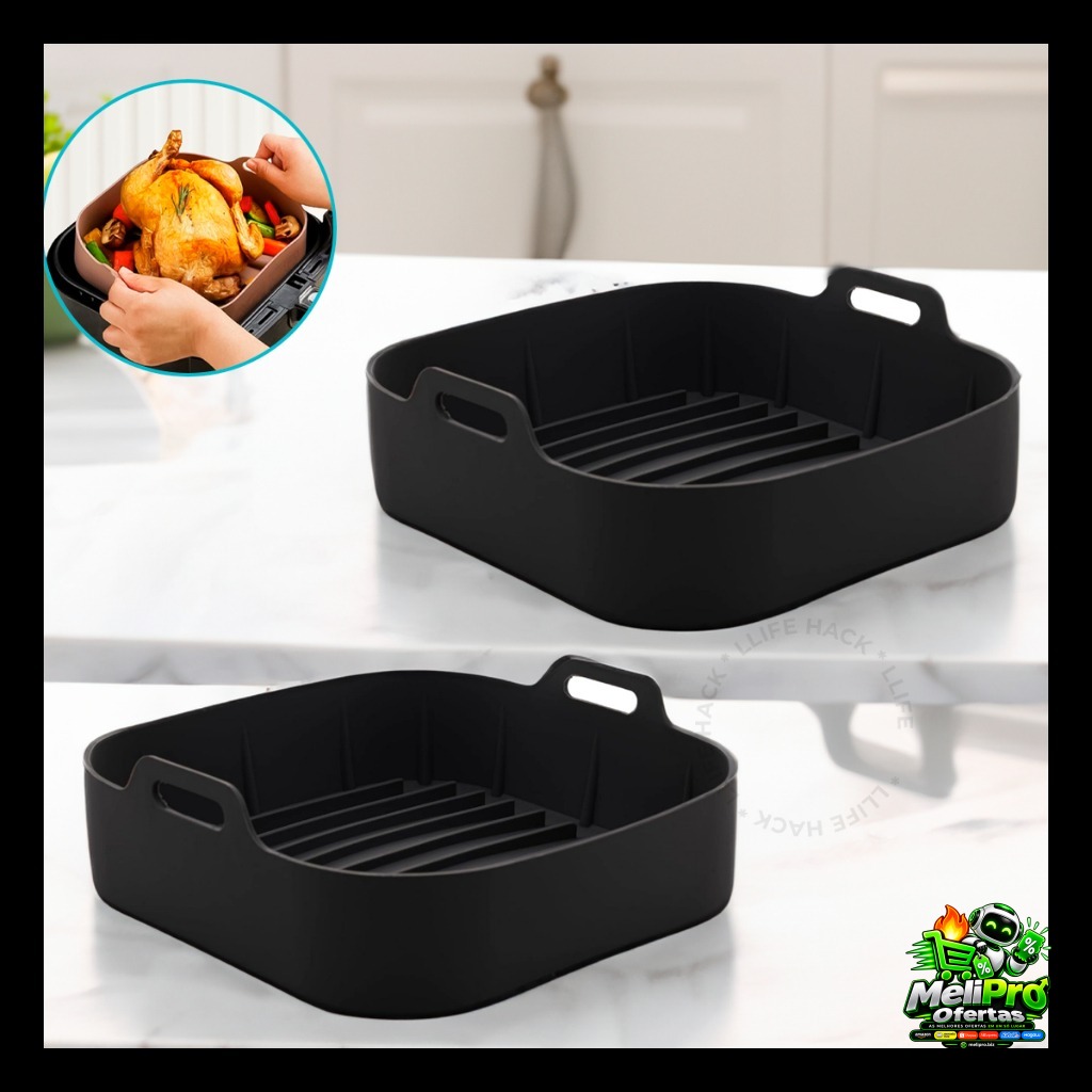 Kit 2 Forma De Silicone Quadrada Air fryer