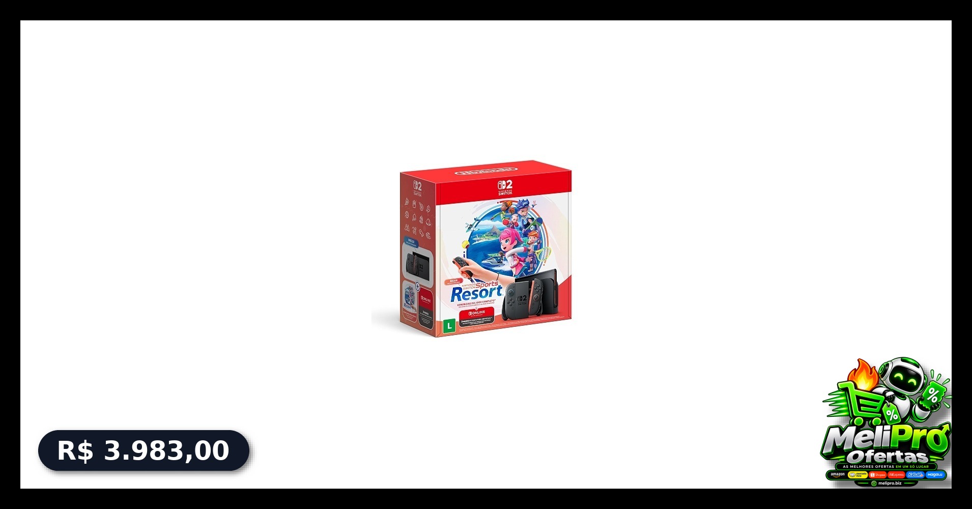 Bundle Nintendo Switch 2 + Nintendo Switch Sports Resort + 3 Meses de Assinatura Nintendo Switch Online