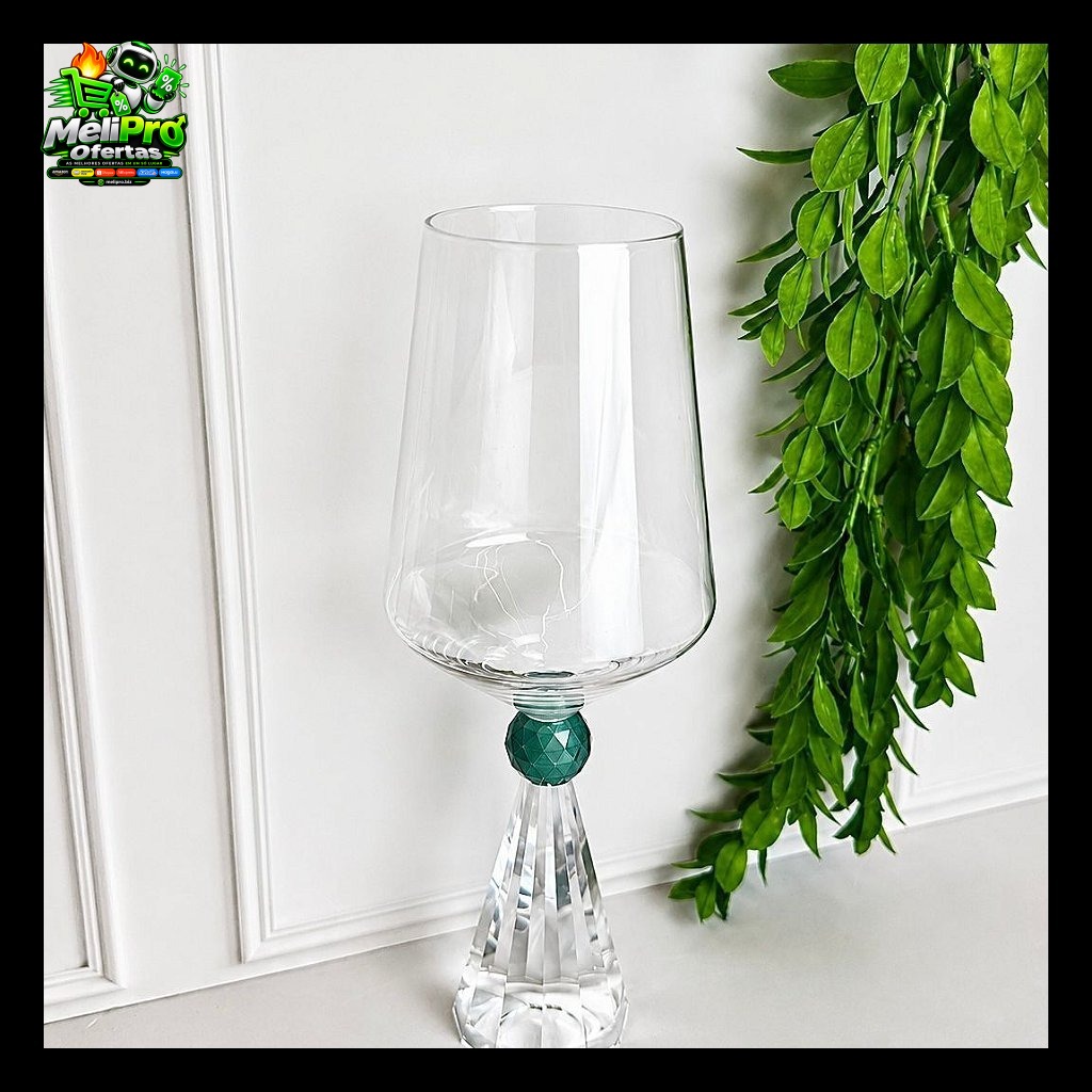 Taça vidro Diamond verde - 595ml
