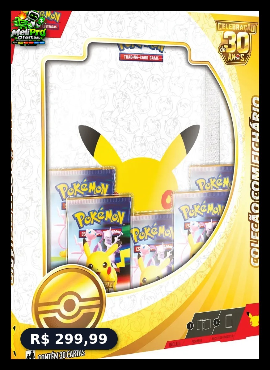 Pokémon Celebração de 30 anos – Box Coleção com Fichário (Pré-Venda)