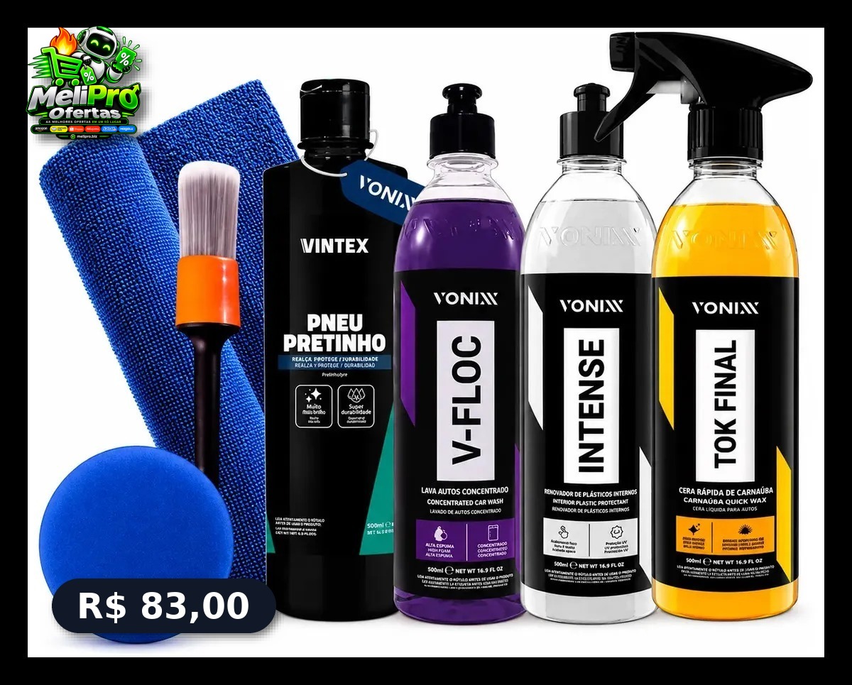 Kit Lavagem Automotiva Vonixx V-Floc Cera Intense Pretinho 500ml