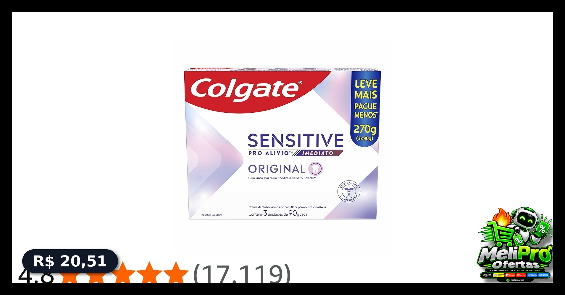 Colgate Sensitive Pro Alívio Imediato Creme Dental, 3x90g