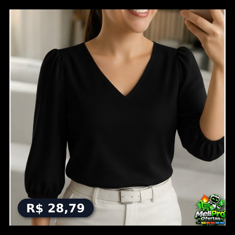 Blusa Feminina Novas Cores Modelo Social Manga 3/4 Moda Promoção Tendecia Tecido