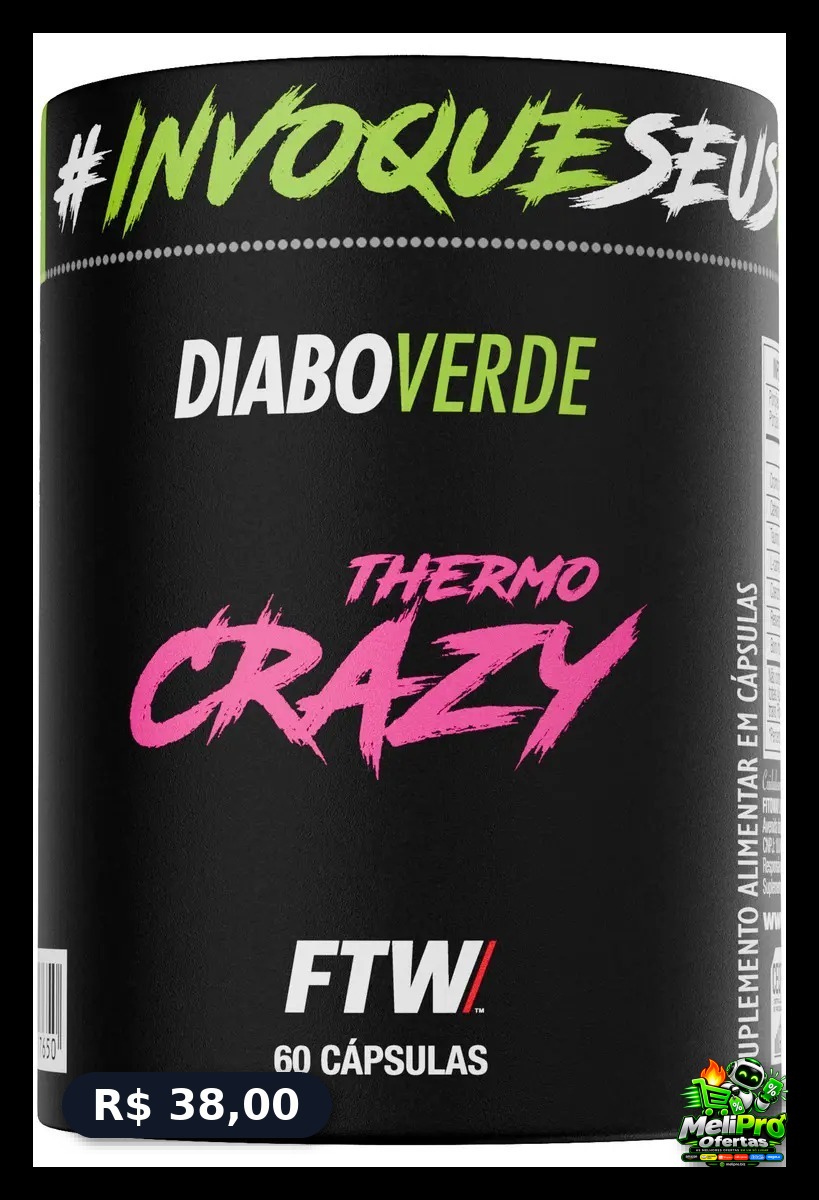 Termogênico Thermo Crazy Pote 60 Cápsulas FTW - Diabo Verde