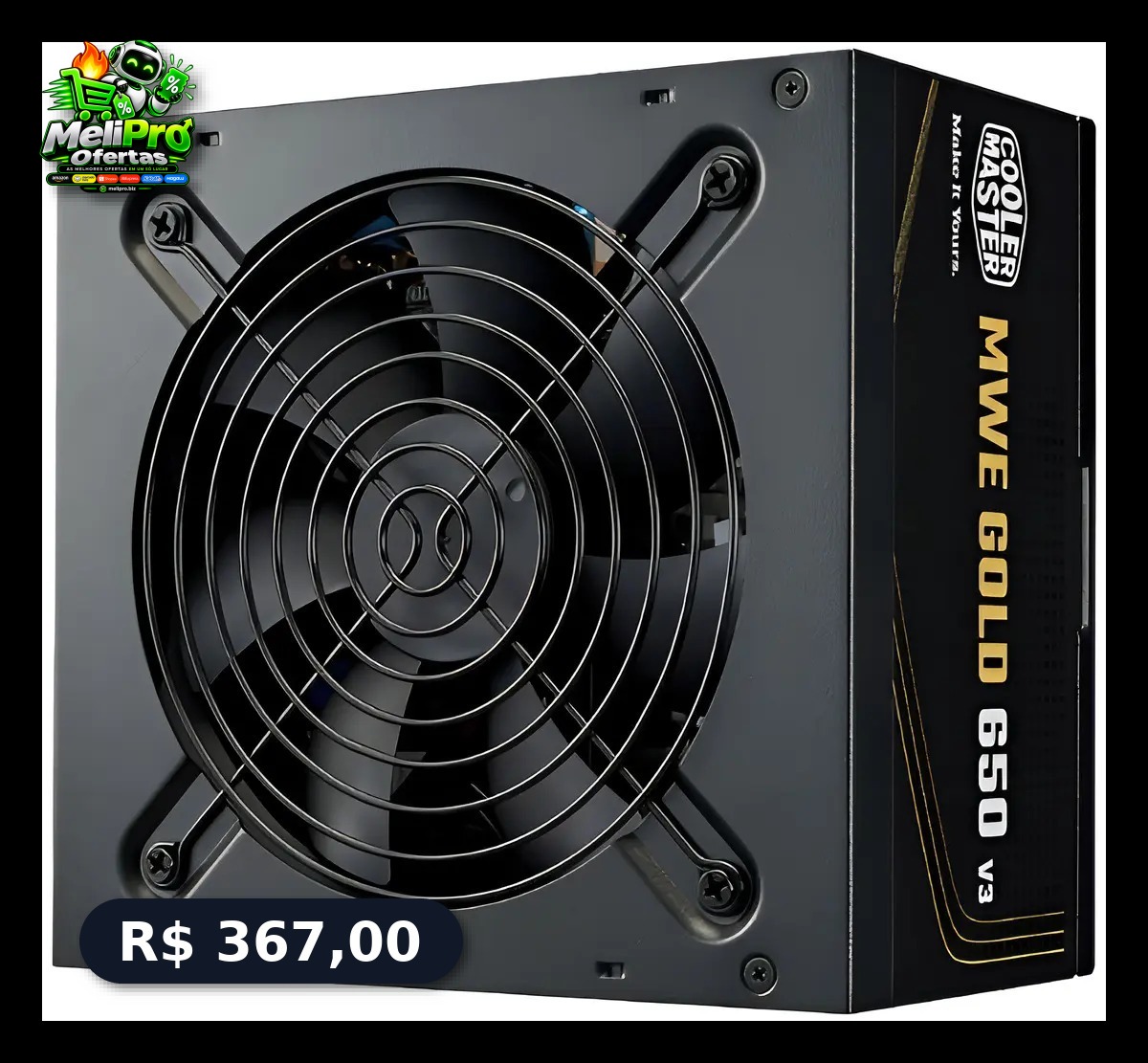 Fonte Cooler Master Mwe Gold 650w V3 80 Plus Gold Atx 3.1 Preto