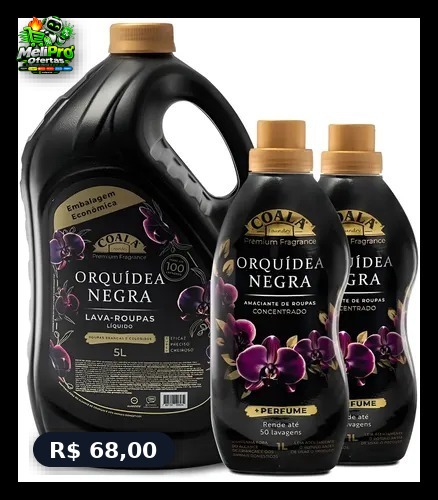 Kit Lava Roupas Coala 5L + 2 Amaciantes - Orquídea Negra