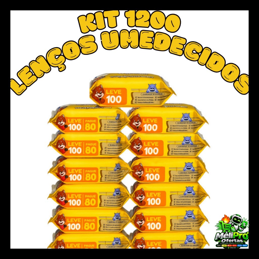 Kit 1200 Lenço Umedecido Baby Chameguinho Higiene Infantil Pele Sensível Sem Álcool Menina Menino RN