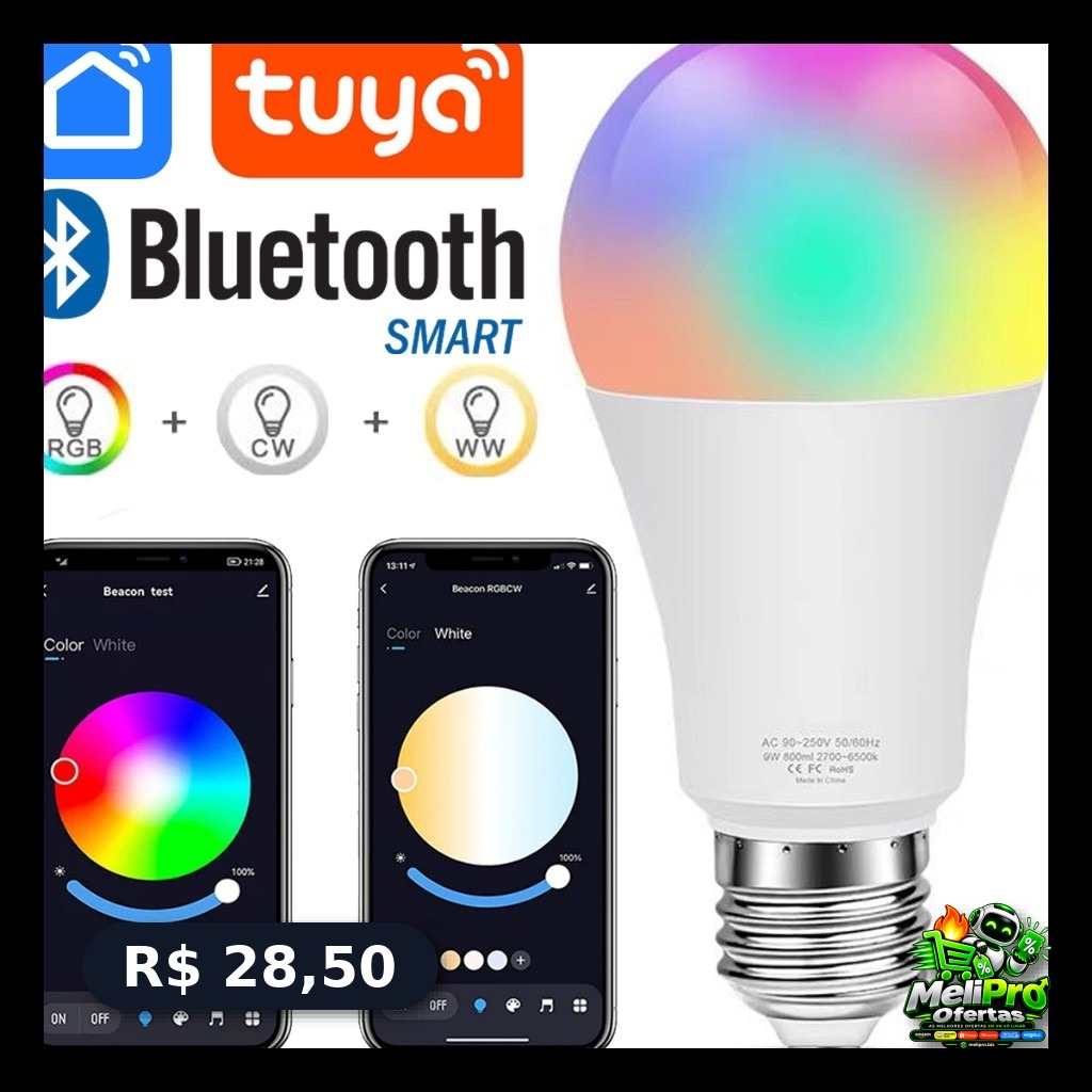 Lâmpada Led Inteligente Smart Bluetooth Compatível App TUYA