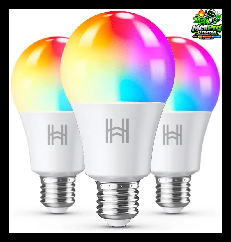 Kit 3 Lâmpadas Inteligente Led 10w Rgb Wifi Smart Alexa Google - Homefy