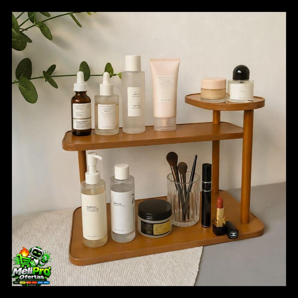 Organizador de Mesa Multiuso de MDF e Bambu 29cm x 14cm x 20cm Top House