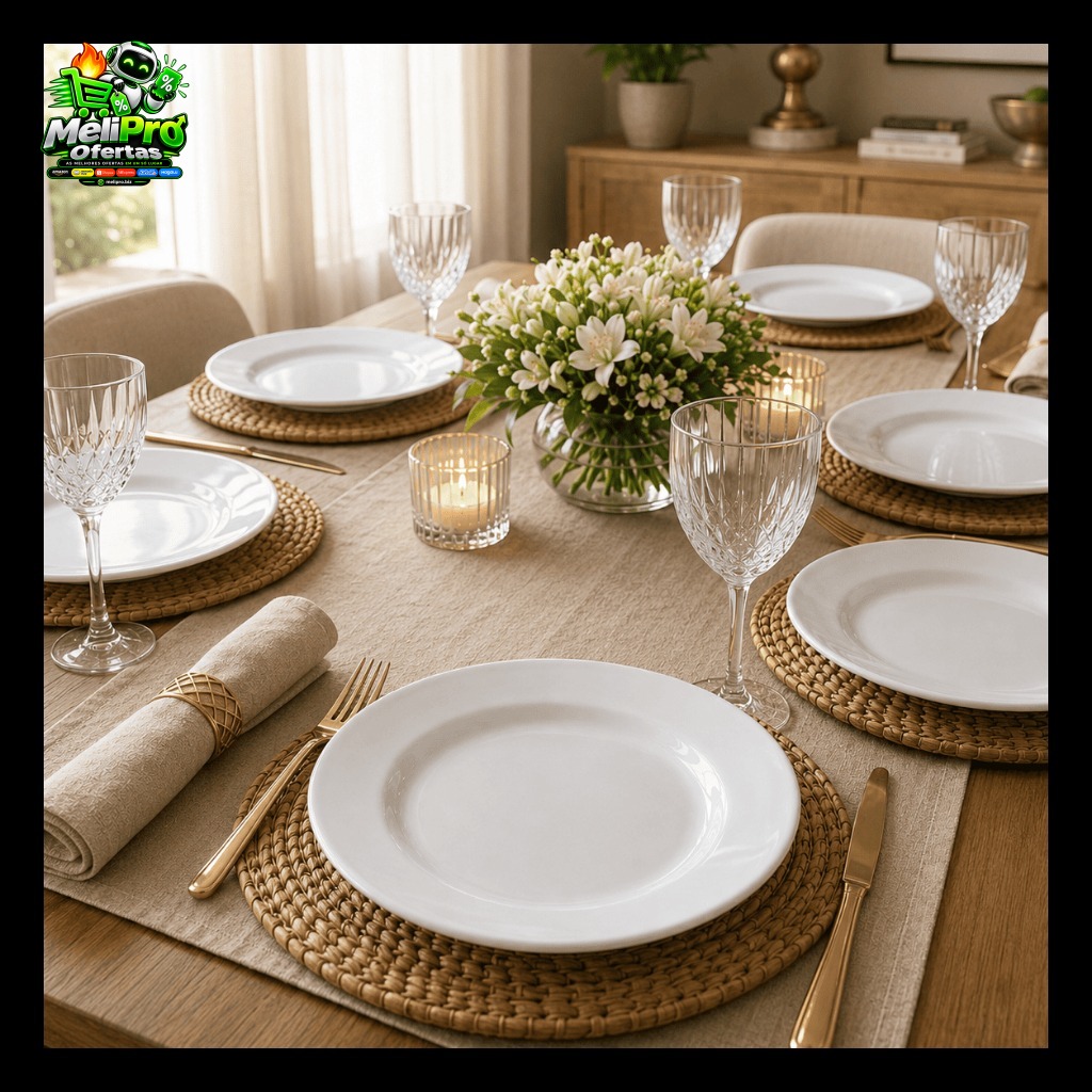 Jogo 6 Pratos Rasos 26cm Opaline Branco Liso Mesa Posta