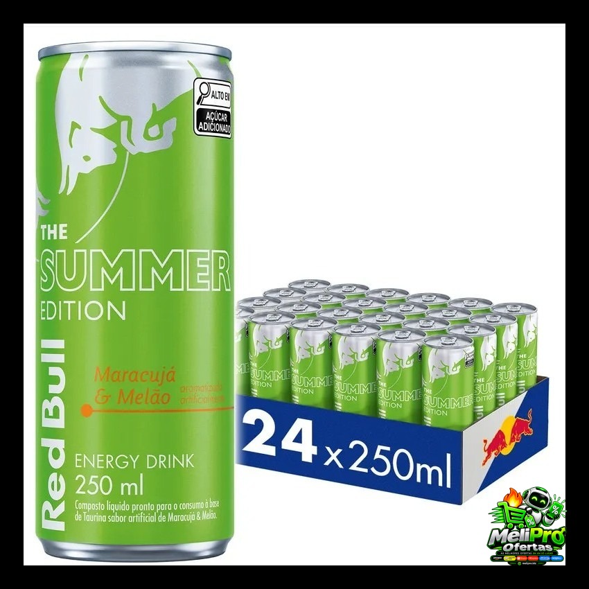 Pack 24 Unidades Energético Red Bull Maracujá E Melão 250ml
