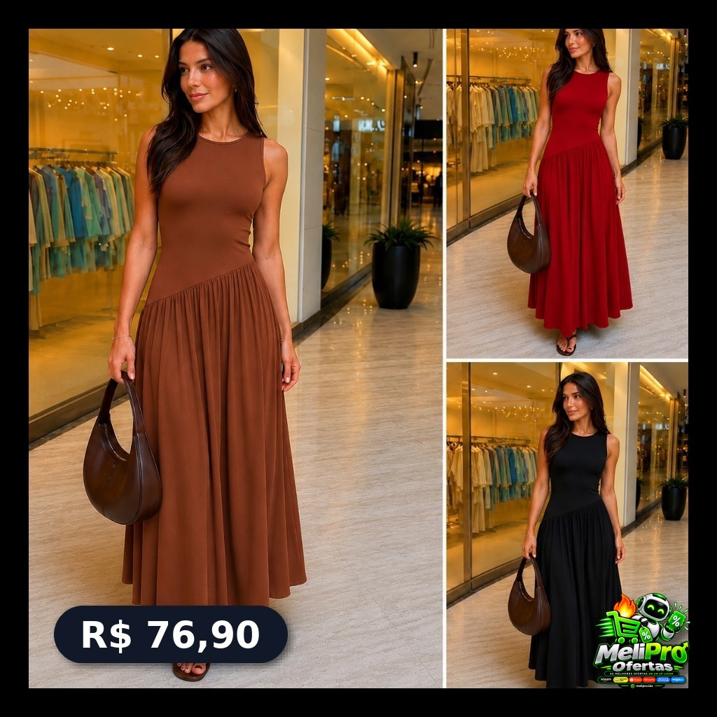 Vestido Midi Feminino Suede Casual Elegante Soltinho Básico