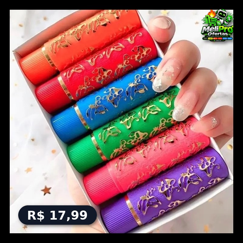 Kit 6 E 12 Unidades Batom Mágico Coloridos da Vovó 24 Horas Longa Duração - Bella Femme