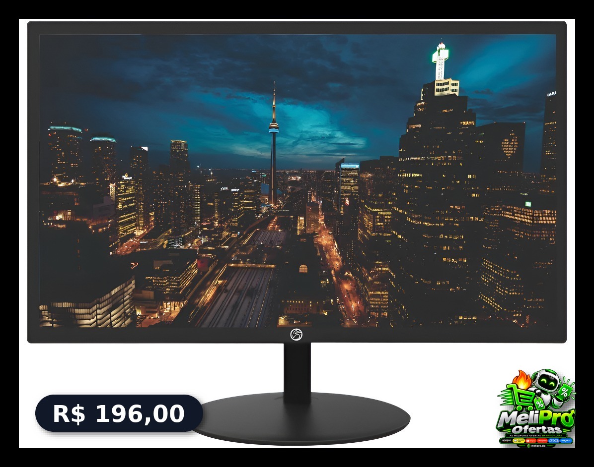 Monitor LED 20 Brazil PC 20WR - 1600x900, 75Hz, 5ms - HDMI/VGA - Preto