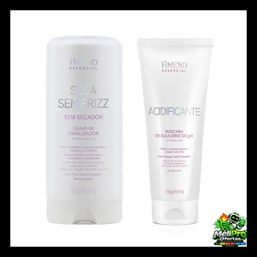 Amend KIT Seca Sem Frizz Leave-in 180g + Acidificante Máscara Equilíbrio do PH 250g