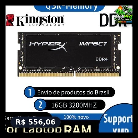 (Ship from Brazil)Memória RAM 16GB DDR4 Fury Impact 3200 MHz - Baixo Consumo e Desempenho Poderoso