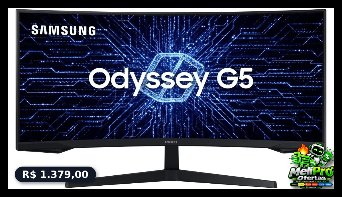 Monitor Gamer Curvo Samsung Odyssey 34" G5 165 Hz 1ms Ultrawide Preto