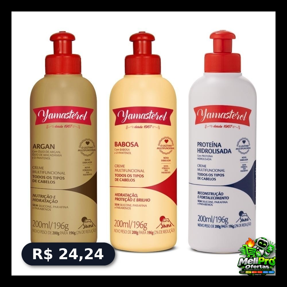 Kit 3 Yamasterol Cronograma Reparação Intensa Yamá 200ml