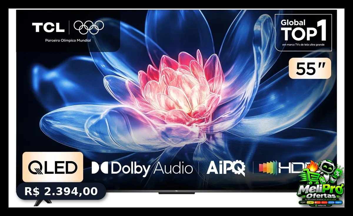 Smart Tv Tcl 55 Polegadas Qled 4k T6c Wifi Bluetooth Google Tv Tela Hva E Hdr10+ 55t6c