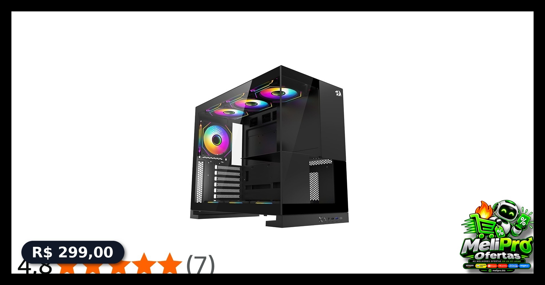 Gabinete Gamer Redragon Eternal Preto Sem Fans CA-612B