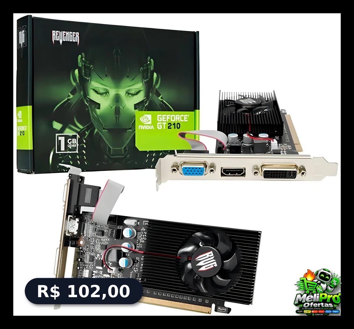 Placa de Vídeo Nvidia GeForce GT 210 Revenger 1GB DDR3 HDMI VGA