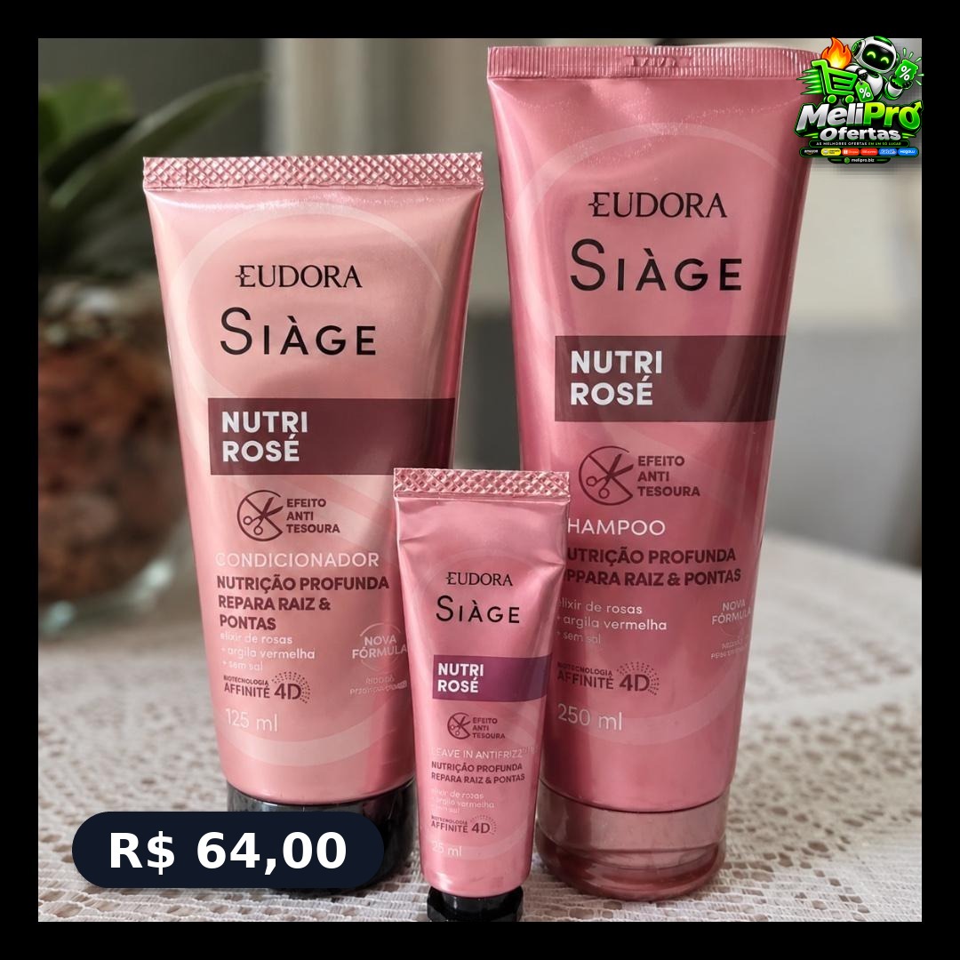Kit Nutri Rose Shampoo 250ml + Cond 125ml + Leave-in 30ml