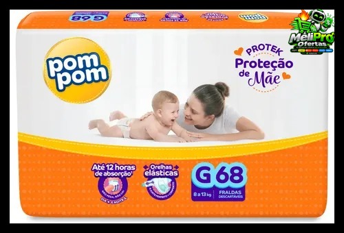 Fralda Pom Pom G 68 Unidades