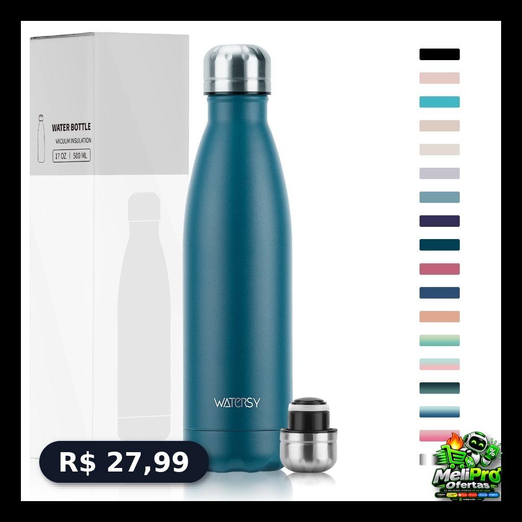 Garrafa Térmica WATERSY 500ml - 48h Frio! Perfeita