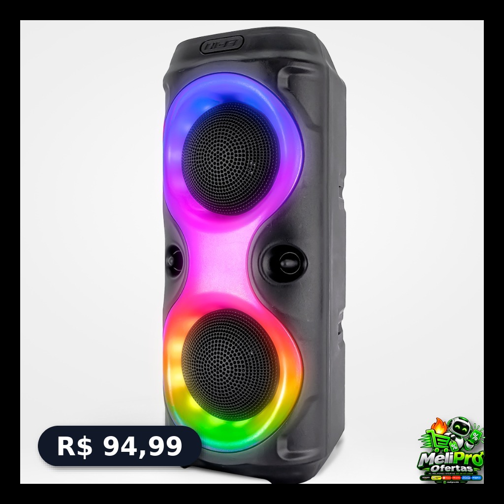 Caixa de Som Bluetooth Portátil 30W com LED RGB