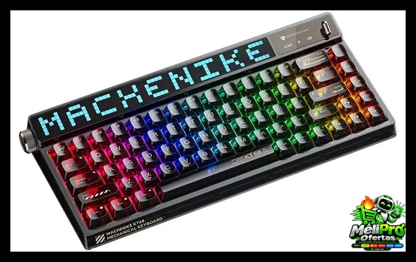 Teclado Machenike Kt68-b68w Pro Gateron Yellow Com Rgb Preto Transparente Inglês Us