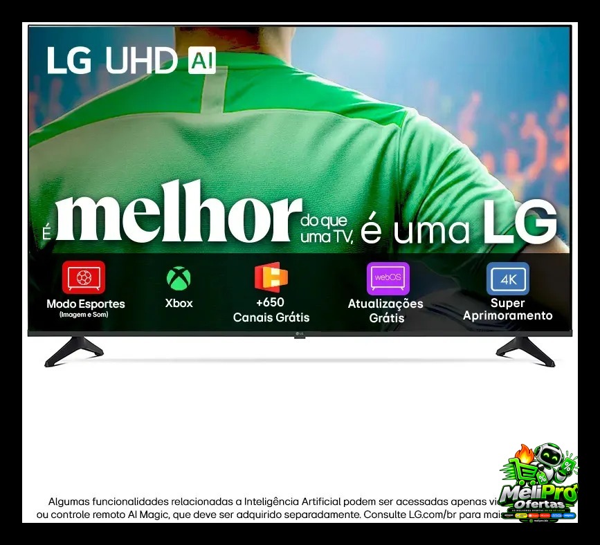 Smart TV LG UHD AI UA75 65 polegadas HDR10 Pro Processador α7 AI Ger8 webOS 25