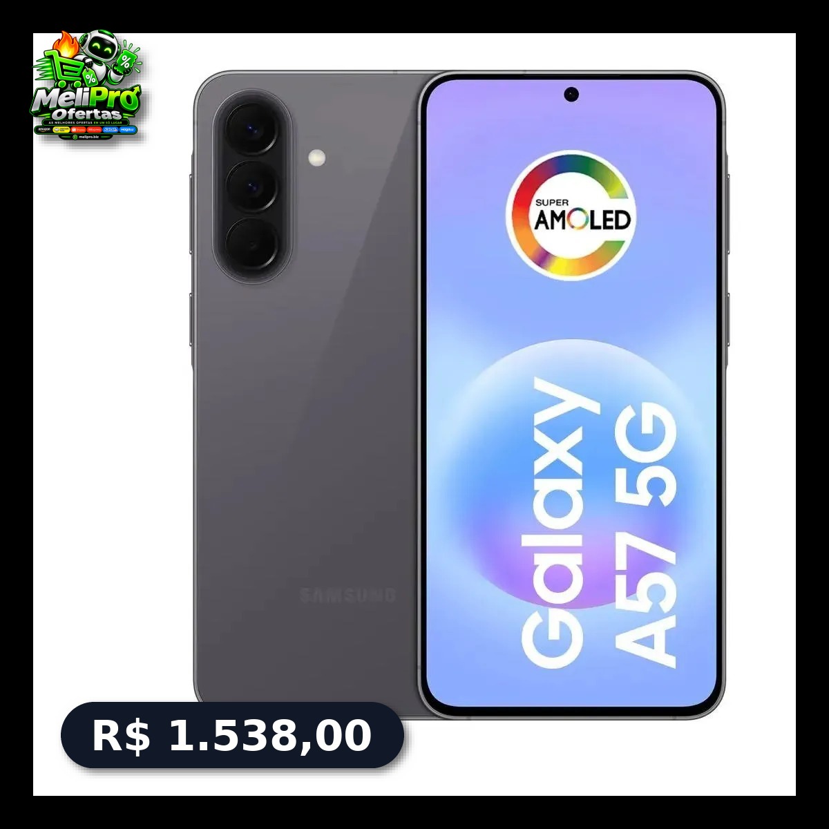 Celular Samsung Galaxy A57 5G 128GB, 8GB RAM, Câmera 50MP, IP68, Super AMOLED 6.7