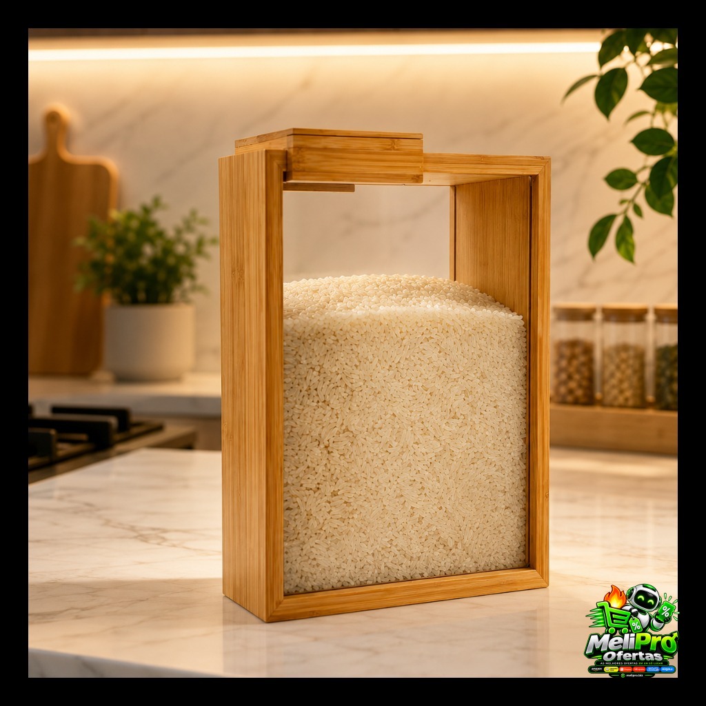 Organizador De Mantimentos Acrílico E Tampa De Bambu Cozinha